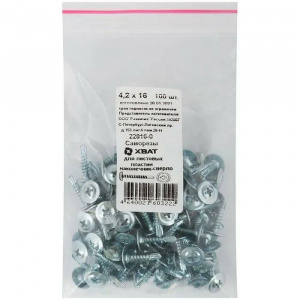 ЭЛМАКС - Саморезы для листовых пластин, наконечник-сверло 4,2 х 16 100 шт Фасовка элмакс, электротехника, кабель, светотехника, elmax.pro