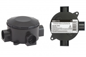 ЭЛМАКС - Распаячная коробка ОП D80х35мм, IP42, 3-х рожковая, черная, инд. штрихкод TDM элмакс, электротехника, кабель, светотехника, elmax.pro