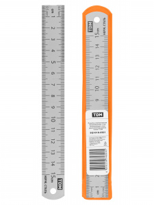 ЭЛМАКС - Линейка измерительная металлическая 15 см, нержавеющая сталь, двухсторонняя шкала, "Рубин" TDM элмакс, электротехника, кабель, светотехника, elmax.pro