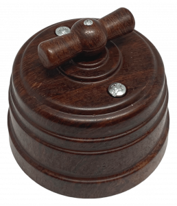 ЭЛМАКС - Выключатель пластиковый поворотный на четыре положения (2-х клавишный), IP 20, цвет - орех, серия УС элмакс, электротехника, кабель, светотехника, elmax.pro