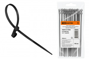 ЭЛМАКС - Хомут нейлоновый с монтажным отверстием 4,3х200 мм (черный) (100шт) TDM элмакс, электротехника, кабель, светотехника, elmax.pro