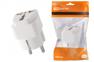 ЭЛМАКС - Адаптер универсальный с/з 16А 250В белый TDM элмакс, электротехника, кабель, светотехника, elmax.pro