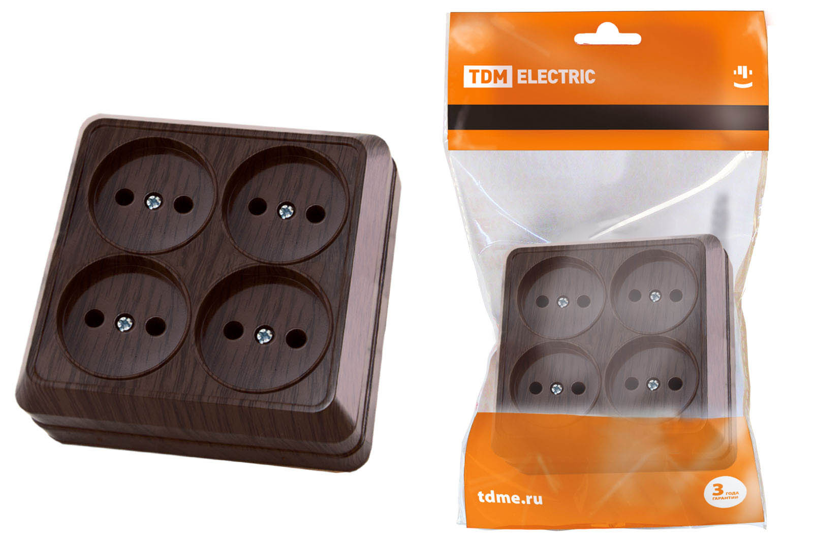 ЭЛМАКС - Розетка четырехместная 2П открытой установки IP20 10A бук "Ладога" TDM элмакс, электротехника, кабель, светотехника, elmax.pro