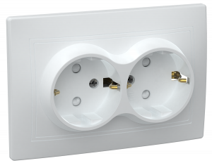 ЭЛМАКС - РСш12-3-КБ Розетка 2местн. c з/к с защ.штор. 16А КВАРТА (белый) элмакс, электротехника, кабель, светотехника, elmax.pro