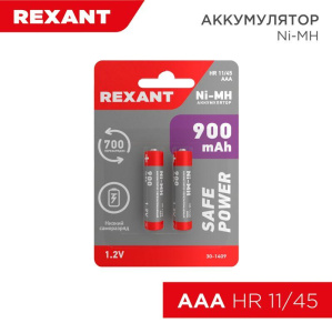 ЭЛМАКС - Аккумулятор тип AAA "мизинчиковый" 1.2В 900мАч "REXANT" блистер 2 шт элмакс, электротехника, кабель, светотехника, elmax.pro