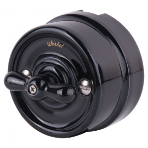 ЭЛМАКС - W5620008/ Выключатель на 4 положения двухклавишный (черный) Ретро элмакс, электротехника, кабель, светотехника, elmax.pro