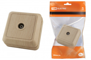 ЭЛМАКС - Розетка TВ простая (0-2400 Гц, "мама") открытой установки, IP20 сосна "Ладога" TDM элмакс, электротехника, кабель, светотехника, elmax.pro