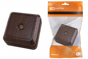 ЭЛМАКС - Розетка TВ простая (0-2400 Гц, "мама") открытой установки, IP20 бук "Ладога" TDM элмакс, электротехника, кабель, светотехника, elmax.pro