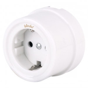 ЭЛМАКС - W5671001/ Розетка с заземлением (белый) Ретро элмакс, электротехника, кабель, светотехника, elmax.pro