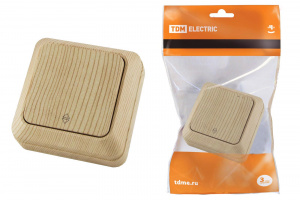 ЭЛМАКС - Переключатель на 2 направления 1-кл. открытой установки IP20 10А, сосна "Ладога" TDM элмакс, электротехника, кабель, светотехника, elmax.pro