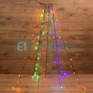 ЭЛМАКС - Елочная гирлянда с кольцом, 7 нитей по 1,8 метра, цвет диодов мультиколор, не соединяется элмакс, электротехника, кабель, светотехника, elmax.pro