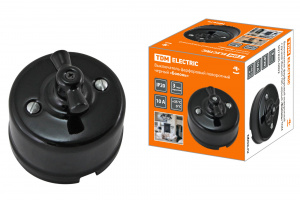 ЭЛМАКС - Выключатель фарфоровый поворотный с ручкой (бантик) 10А черный «Болонь» TDM элмакс, электротехника, кабель, светотехника, elmax.pro