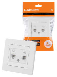 ЭЛМАКС - Розетка двойная телефонная RJ11 белая "Сенеж" TDM элмакс, электротехника, кабель, светотехника, elmax.pro