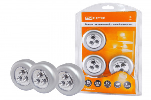 ЭЛМАКС - Фонарь светодиодный, "Наклей и включи", 3 светодиода 9 лм/Вт, бат. 3*AA TDM элмакс, электротехника, кабель, светотехника, elmax.pro