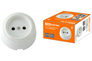 ЭЛМАКС - Розетка фарфоровая 2П 10А 250В белая «Болонь» TDM элмакс, электротехника, кабель, светотехника, elmax.pro