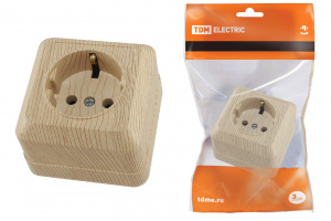 ЭЛМАКС - Розетка 2П+3 открытой установки IP20 16А, сосна "Ладога" TDM элмакс, электротехника, кабель, светотехника, elmax.pro