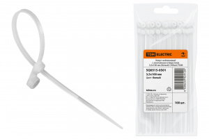 ЭЛМАКС - Хомут нейлоновый с монтажным отверстием 3,5х100 мм (белый) (100шт) TDM элмакс, электротехника, кабель, светотехника, elmax.pro