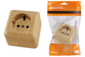 ЭЛМАКС - Розетка 2П+3 открытой установки IP20 16А 250В (керамика) сосна "Ладога" TDM элмакс, электротехника, кабель, светотехника, elmax.pro
