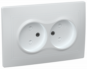 ЭЛМАКС - РСш12-2-КБ Розетка 2местн. без з/к с защ.штор. 10А КВАРТА (белый) элмакс, электротехника, кабель, светотехника, elmax.pro