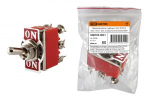 ЭЛМАКС - Переключатель-тумблер 1322 (П2Т-2) вкл.- откл.- вкл. 2 группы контактов TDM элмакс, электротехника, кабель, светотехника, elmax.pro