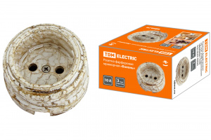 ЭЛМАКС - Розетка фарфоровая 2П 10А 250В мраморная «Болонь» TDM элмакс, электротехника, кабель, светотехника, elmax.pro