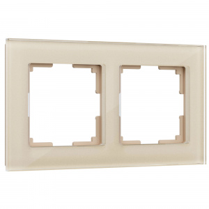 ЭЛМАКС - W0021111/ Рамка на 2 поста Favorit (шампань,стекло) элмакс, электротехника, кабель, светотехника, elmax.pro