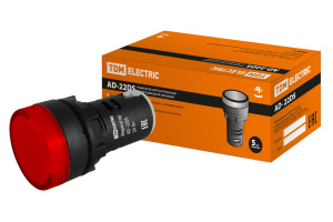 ЭЛМАКС - Лампа AD-22DS(LED)матрица d22мм красный 24В AC/DC TDM элмакс, электротехника, кабель, светотехника, elmax.pro