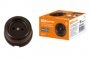 ЭЛМАКС - Розетка фарфоровая 2П 10А 250В коричневая «Болонь» TDM элмакс, электротехника, кабель, светотехника, elmax.pro