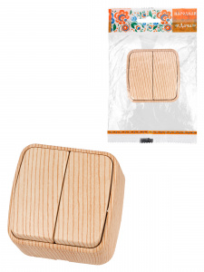 ЭЛМАКС - Выключатель 2-кл. открытой установки IP20 10А, сосна "Дача" Народная элмакс, электротехника, кабель, светотехника, elmax.pro