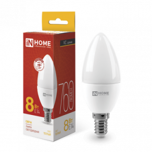 ЭЛМАКС - Лампа светодиодная LED-СВЕЧА-VC 8Вт 230В Е14 3000К 760Лм IN HOME элмакс, электротехника, кабель, светотехника, elmax.pro